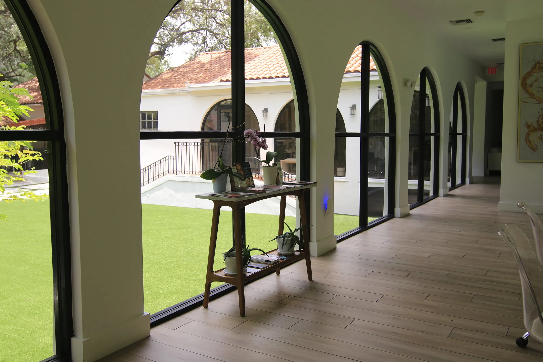Reception and colonnade at Miami Skin Spa in Brickell, Miami
