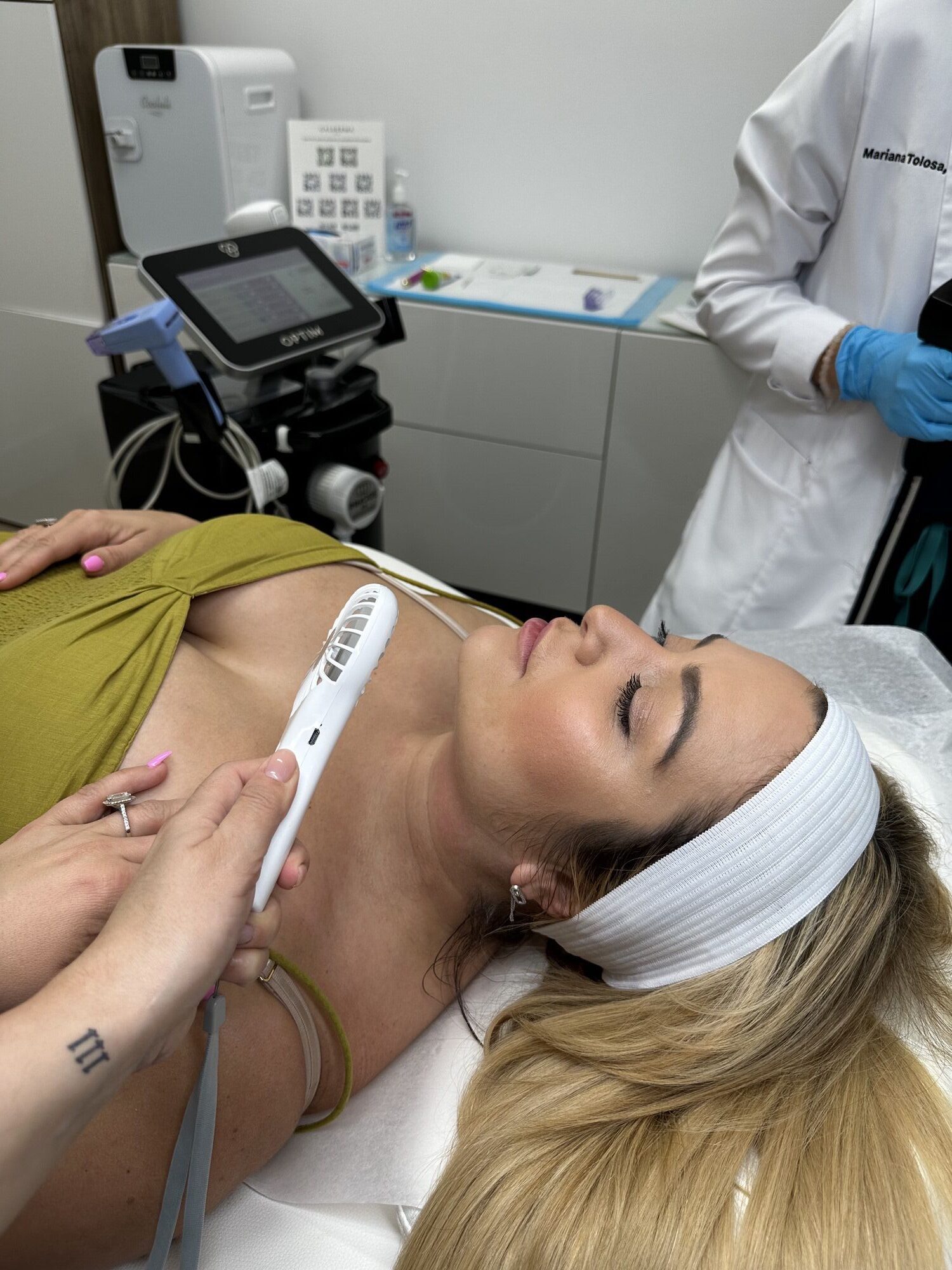 Mariana Tolosa, PA-C performing a Morpheus8 skin-tightening treatment at Miami Skin Spa, Brickell.